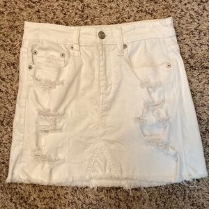 American Eagle High-waisted White Jean Skirt